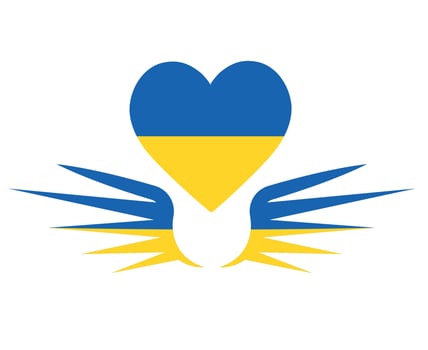 Ukraine Heart And Wings Emblem Flag Symbol National Europe Abstract Vector illustration Design