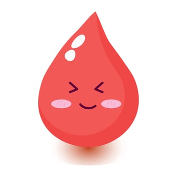Cute happy smiling blood drop cartoon character. vector