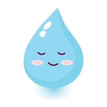 Cute happy smiling water drop meditate character. vector