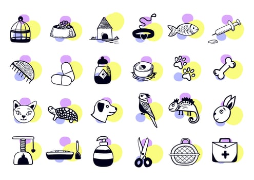 Pets vector icons set