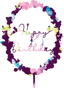 Happy birthday topper cake. Watercolour vector