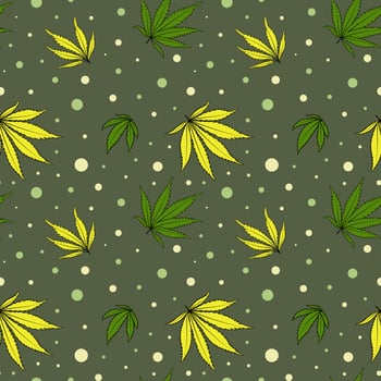 Ganja seamless pattern. Marijuanna leaves background. vector