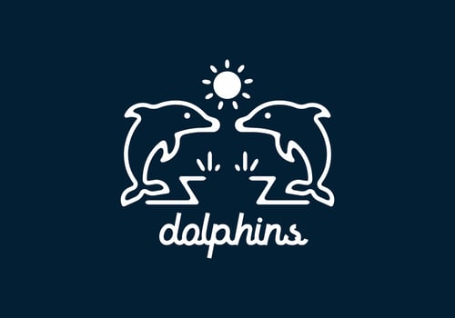 White Dolphins line art illustrations vector