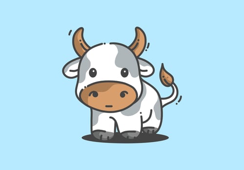 White cute little cow illustration vector
