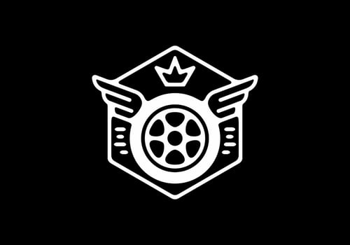 White on black background line art of tire wings vector