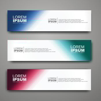 Vector abstract web banner design template with halftone pattern.