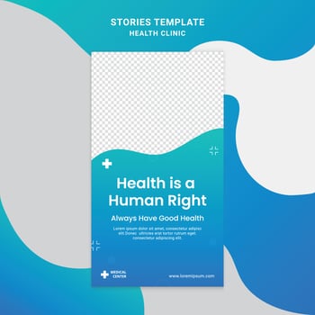 Health clinic Social media story frame set background template with green and blue simple elegant modern style. Design backgrounds for social media. Vector illustration
