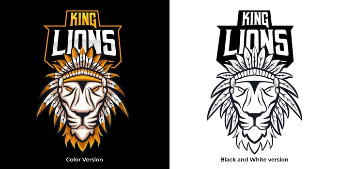 lion mascot esport logo design vector