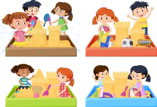 Children sand pit  on white background vector