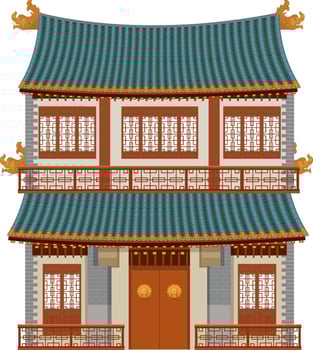 Chinese traditional building on white background vector