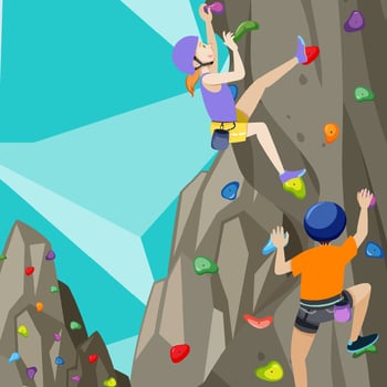 Indoor rock climbing gym vector