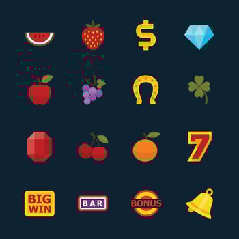 Slot Machine and Casino Icons with Black Background vector