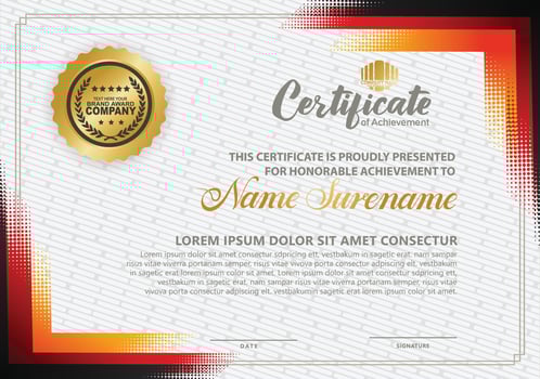 Diploma certificate template with halftone style and modern pattern background vector