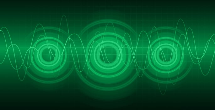 Sound waves oscillating dark light vector