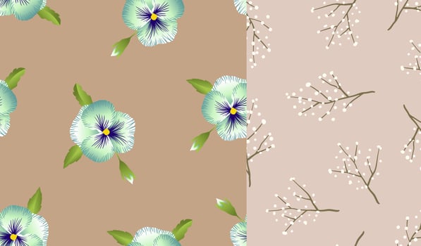 MIXED OF CUTE FLOWERS PATTERN DESIGN SET WITH EARTH TONE COLORS vector