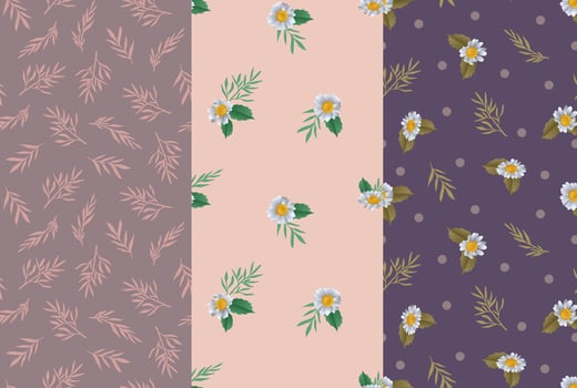 MIXED OF CUTE FLOWERS PATTERN DESIGN SET WITH EARTH TONE COLORS vector