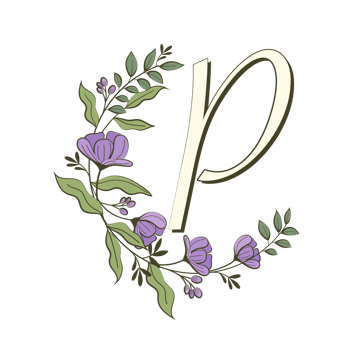 A-Z floral alphabet in filled outline style png