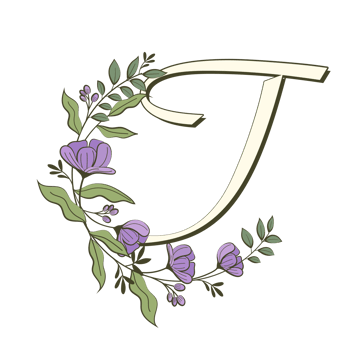 A-Z floral alphabet in filled outline style png