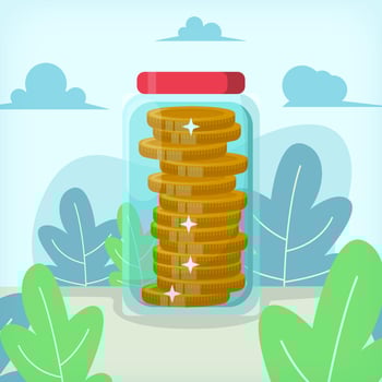 Stacked of Golden Coins in A Jar Illustration Design Concept vector
