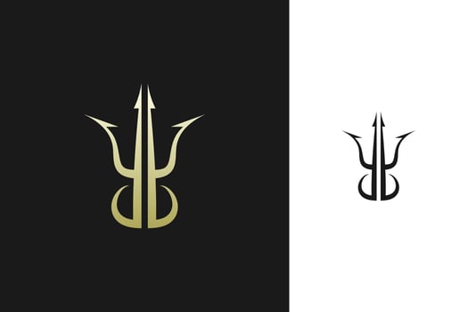 RR logo design forming a trident vector