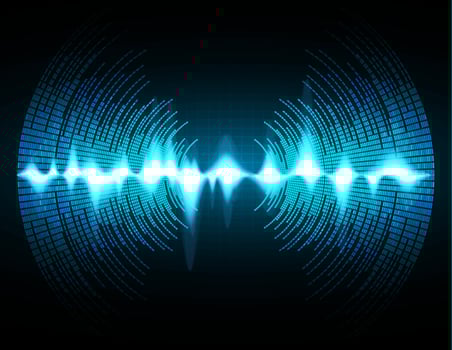 Sound waves oscillating dark light vector