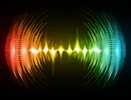Sound waves oscillating dark light vector