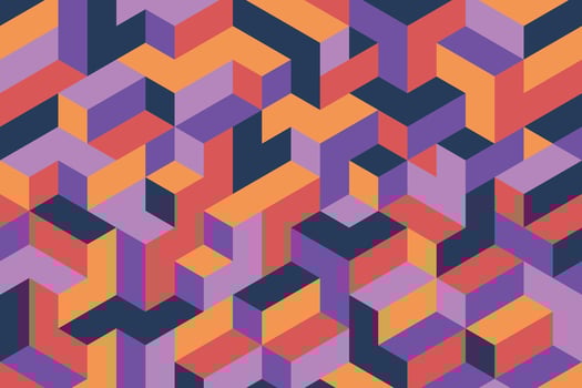 Modern abstract geometric composition design vector illustration in retro isometric flat style