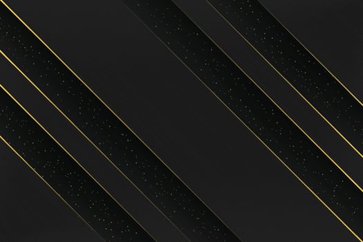 Geometric striped backdrop with noise glitter effect. Abstract digital vector background with black and gold lines