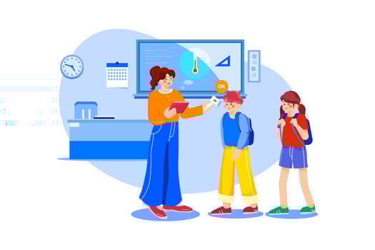 Temperature checking at school illustration concept vector