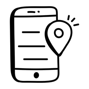 A scalable hand drawn icon of mobile navigation vector