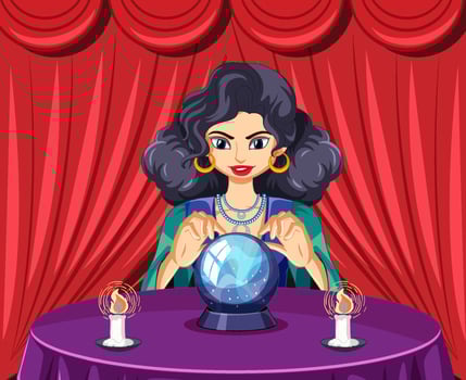 Fortune teller with crystal ball vector