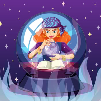 Fortune teller with crystal ball vector