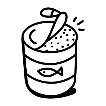Hand drawn icon of canned fish vector