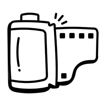A customizable doodle icon of film roll vector