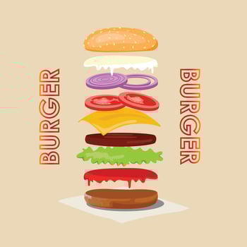 Delicious stack burger illustration vector