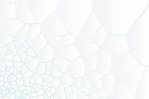 Abstract extruded white Voronoi diagram blocks vector background. Minimal light clean corporate wall. Geometric surface illustration with gradient backlight