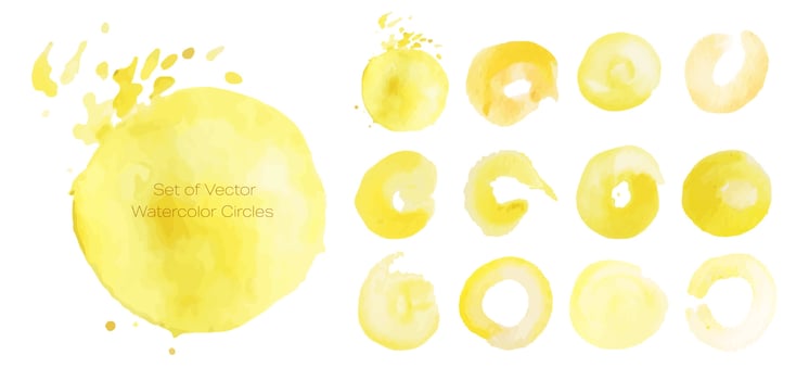 Vector Watercolor Circles in Yellow Colors