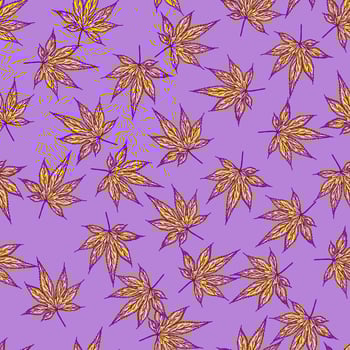 Leaves maple canadian engraved seamless pattern. Vintage background botanical leaf cannabis in hand drawn style. vector