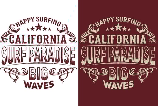 California Surf Paradise T-shirt Design vector