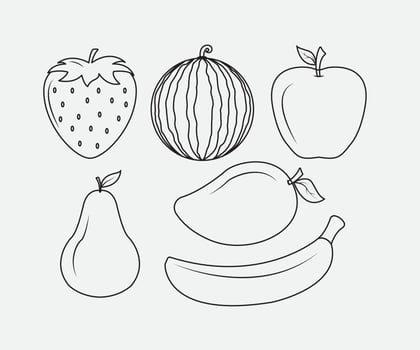 fruit design in the form of black lines vector