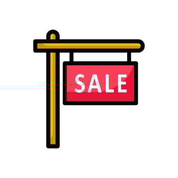 For Sale Sign Icon. For Sale Sign Logo. Vector Illustration. Isolated on White Background. Editable Stroke
