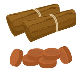 Vector illustration of Brown Sugar or Palm Sugar or Java Sugar. The ripe palm sugar is ready to be consumed and marketed. With a white background. Perfect for sachet product icons, and web logos.