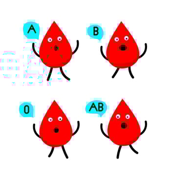 Modern vector flat style cartoon blood type icon illustration