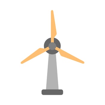 Windmill, wind turbine, wind power station with long vanes. minimal vector illustration