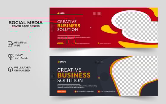 business social media facebook cover banner template, professional business social cover vector design