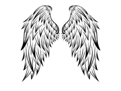 Black wing tattoo vector design on white background
