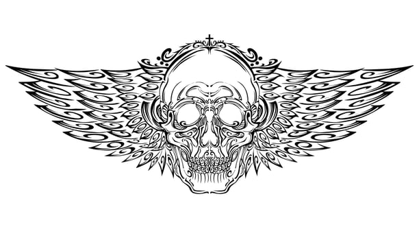 Vector tribal skull with wings free illustration design