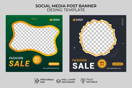 fashion sale social media post banner template vector