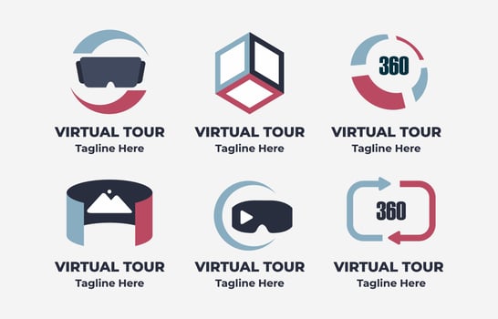 Virtual Tour Logo Set vector