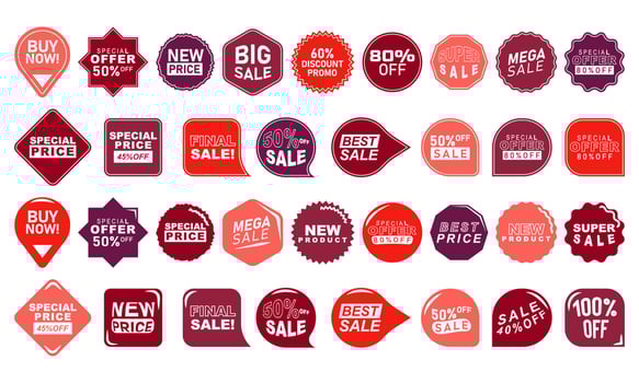 Set of Sale badges. Sale quality tags and labels. Template banner shopping badges. Special offer, sale, discount, etc. vector